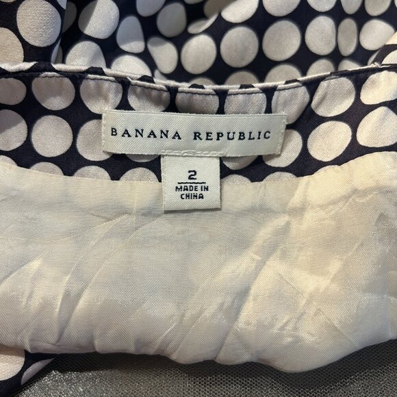 Banana‎ Republic Silk Polka Dot Pencil Skirt Sz 2 Lined Midi Office Classic - Picture 5 of 5